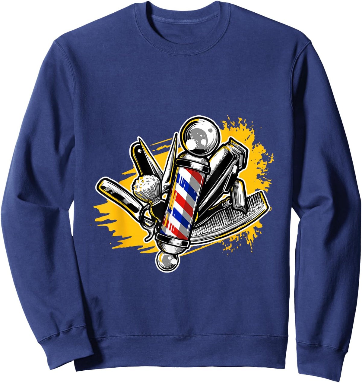 Lustige Friseur Barber Geschenke Barber Barbershop Pole Tools - Men's Black Small Modern Short Sleeve Cotton Blend - Hairdressers, Barbers, Salon Professionals Sweatshirt - Sweatshirt | Navy