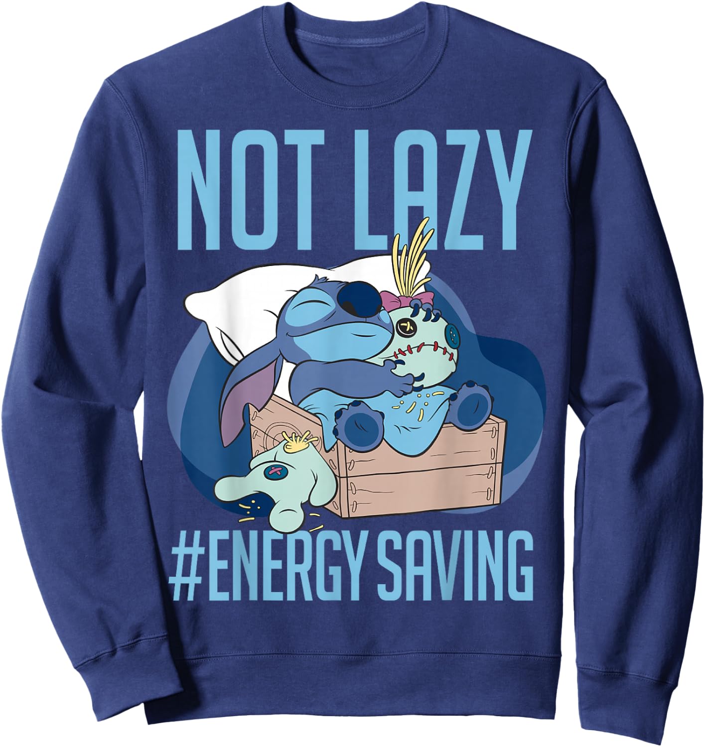 Disney Lilo & Stitch Not Lazy Energy Saving Sweatshirt - Sweatshirt | Navy