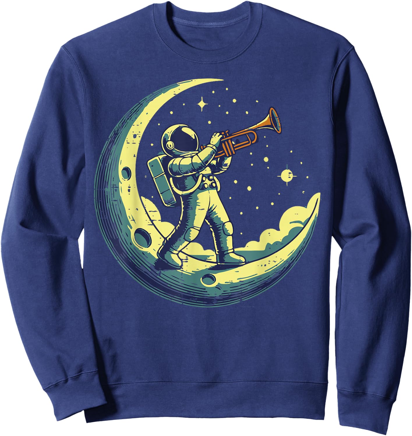 Astronaut On Moon Trumpet Funny Space Music Men Boys Kids Sweatshirt - Sweatshirt | Navy