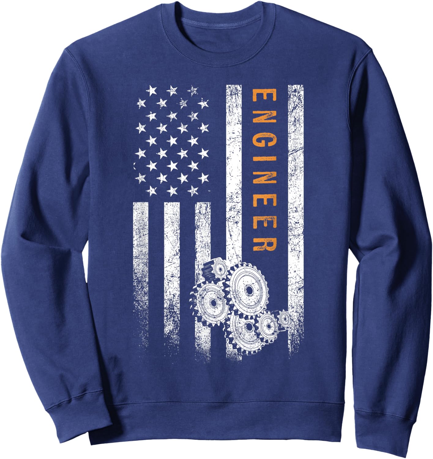 Engineer American Flag Design Engineering Sweatshirt - Sweatshirt | Navy
