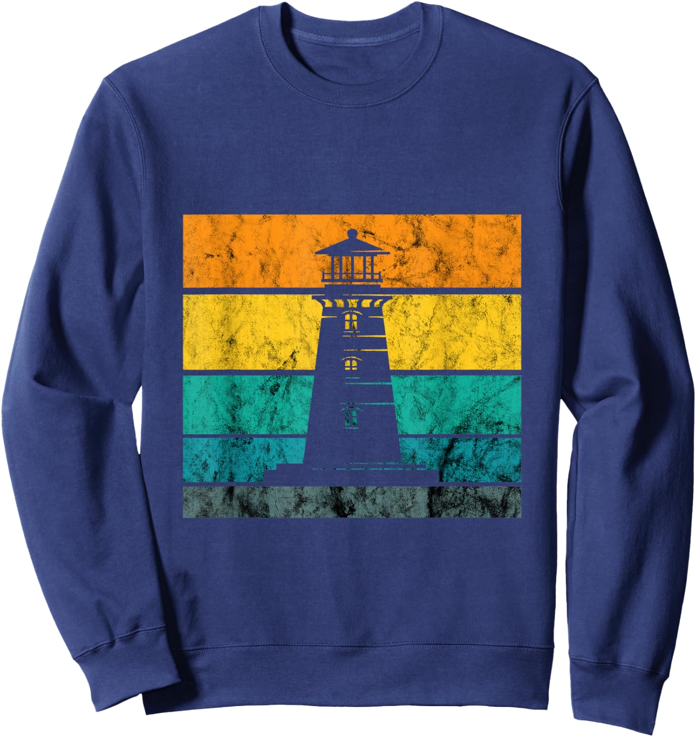 Lighthouse Retro Vintage Beach Seaside Life Sailing Sea Sweatshirt - Sweatshirt | Navy