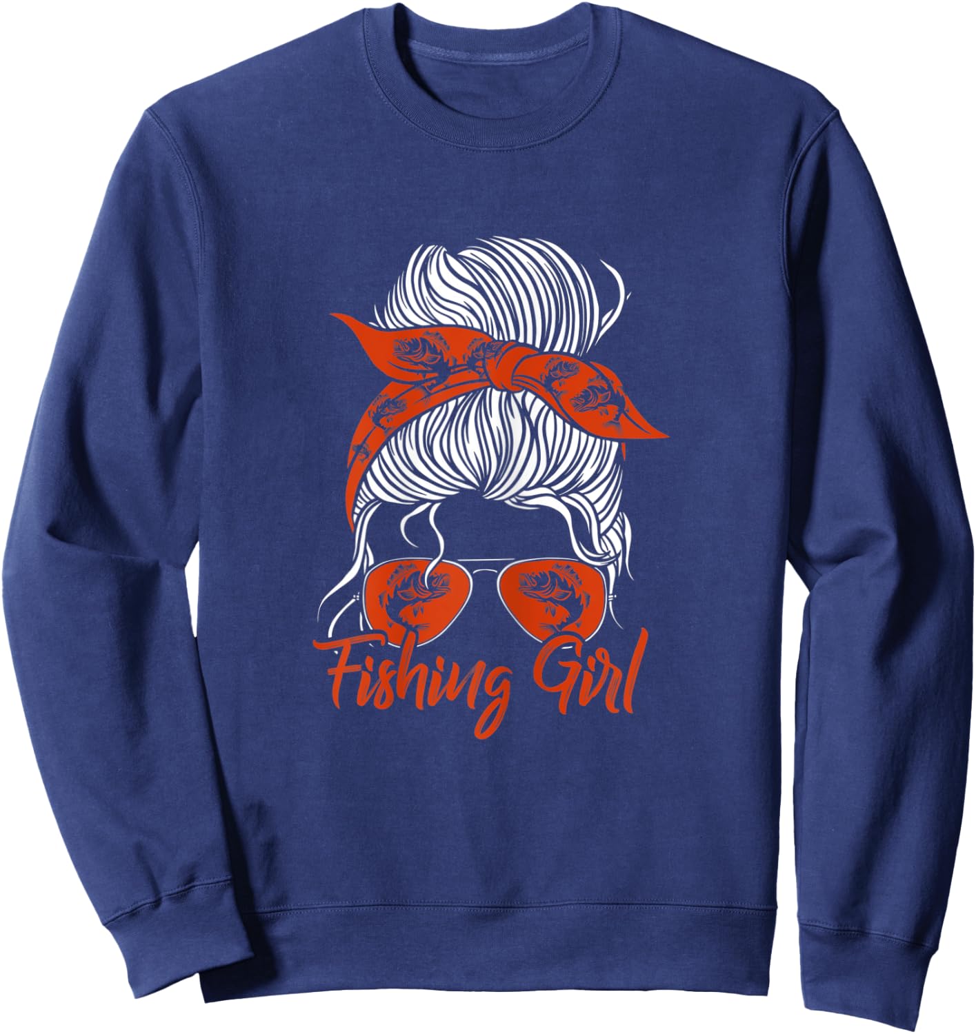 Fisherwomen Funny Fisher Fishing Girl Sweatshirt - Sweatshirt | Navy