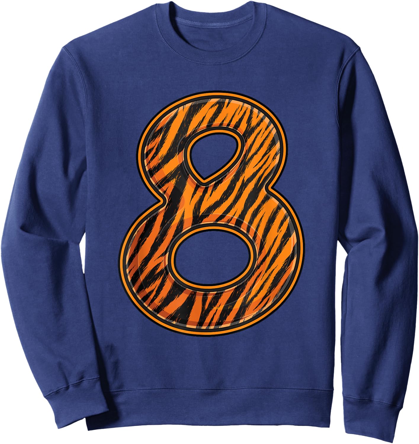 Tiger 8th Birthday Party Eight 8 Years Old Wild Bday Kids Sweatshirt - Sweatshirt | Navy