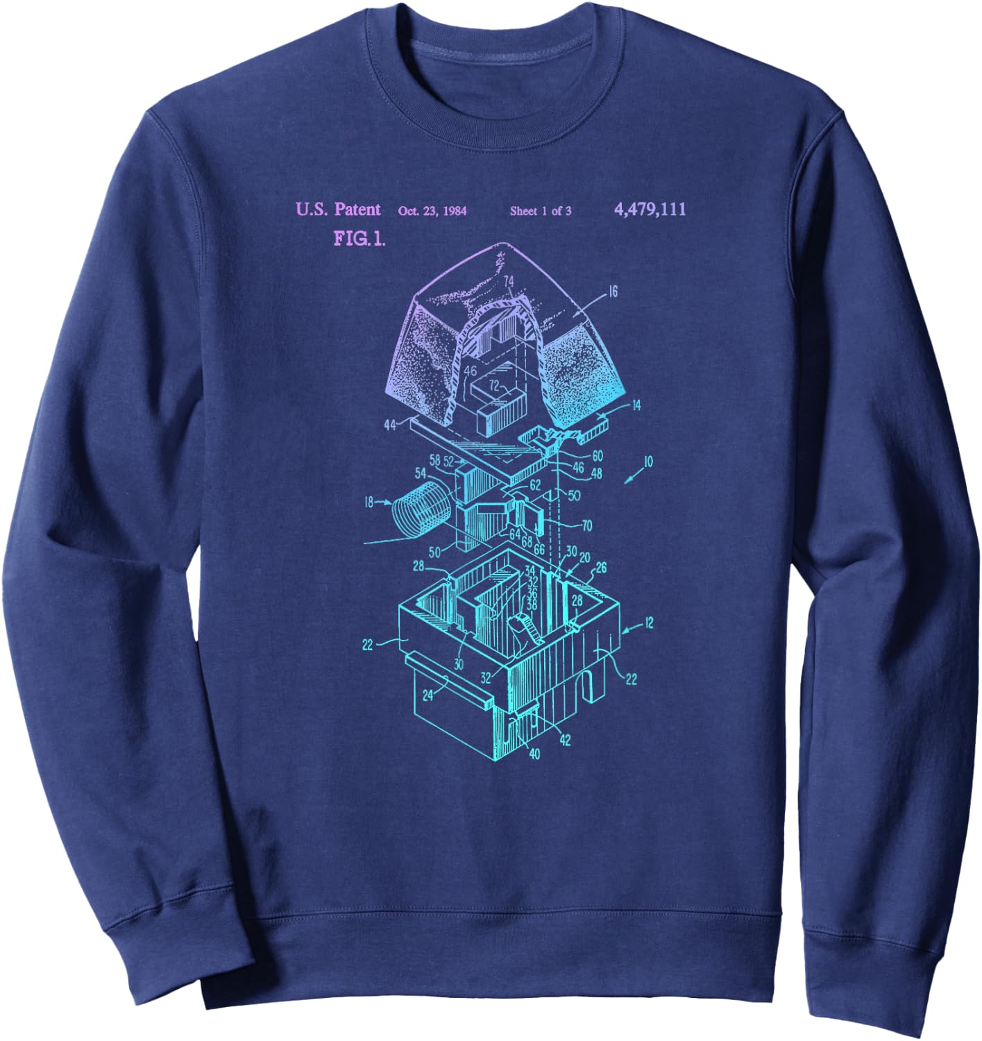 Mechanical Keyboard Patent Drawing Graphic Design Art Sweatshirt - Sweatshirt | Navy
