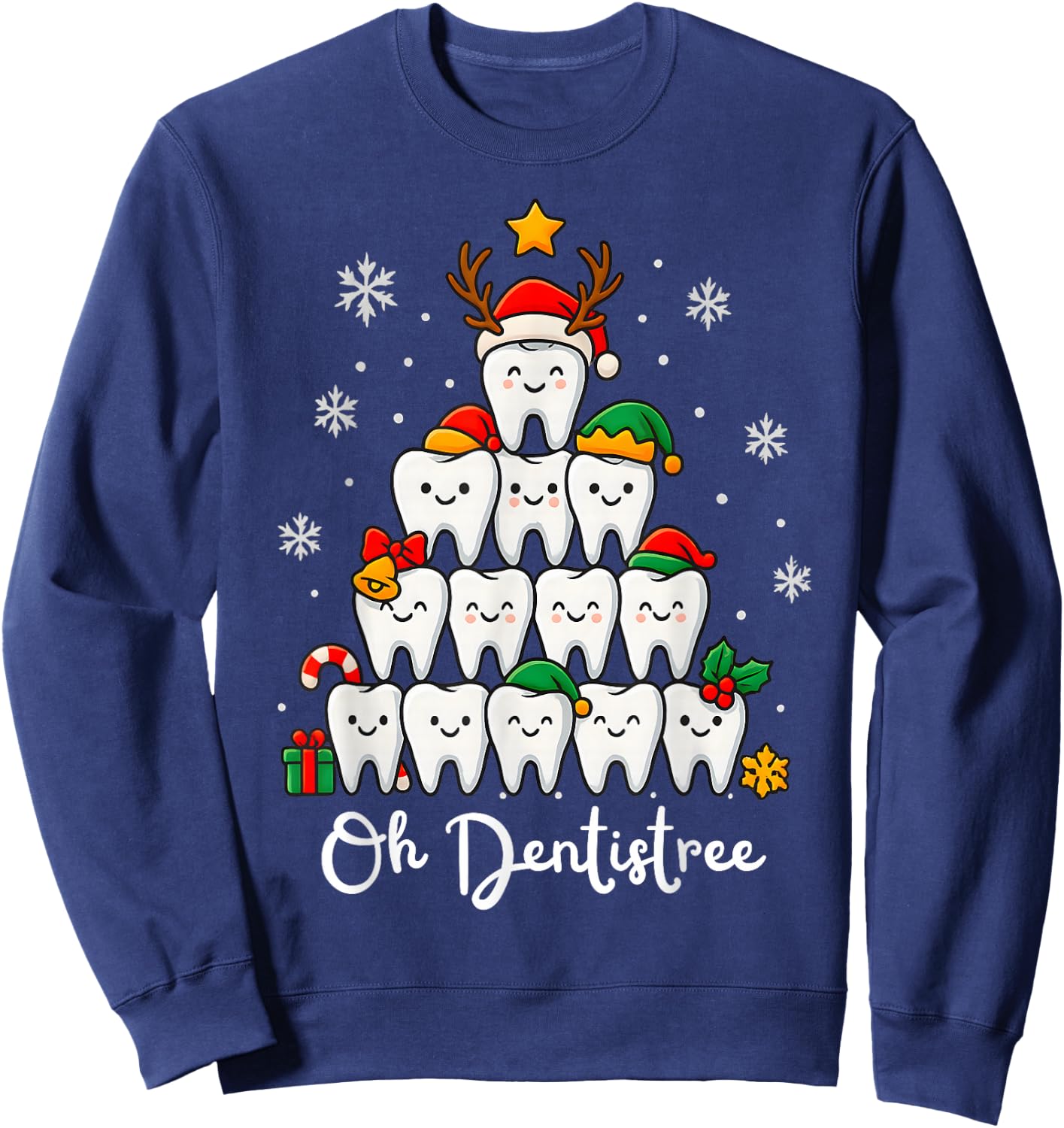 Funny Oh Dentistree Xmas Christmas Dental Hygienist Dentist Sweatshirt - Sweatshirt | Navy