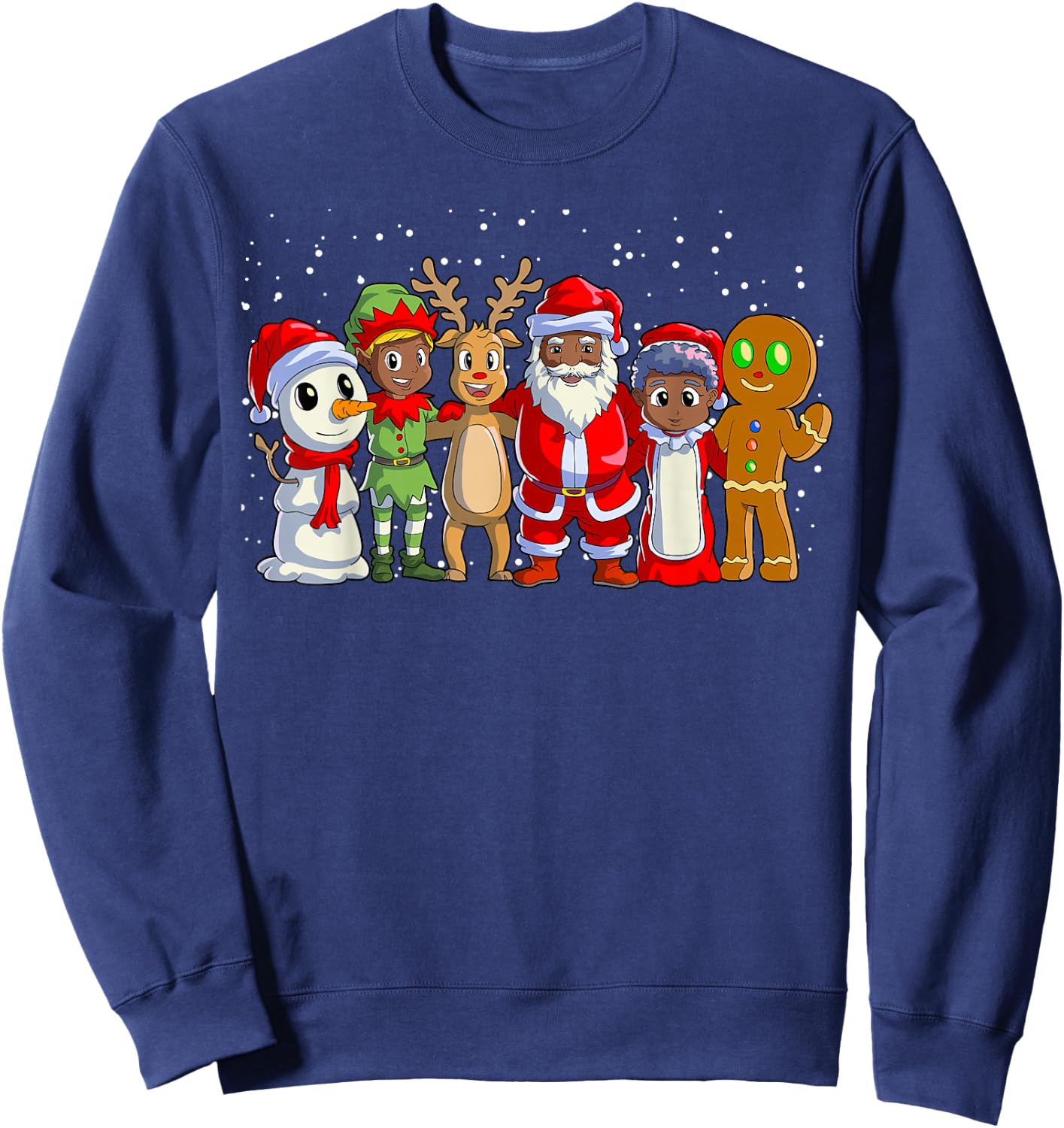 Black Family Christmas Afro African American Santa Xmas Sweatshirt - Sweatshirt | Navy