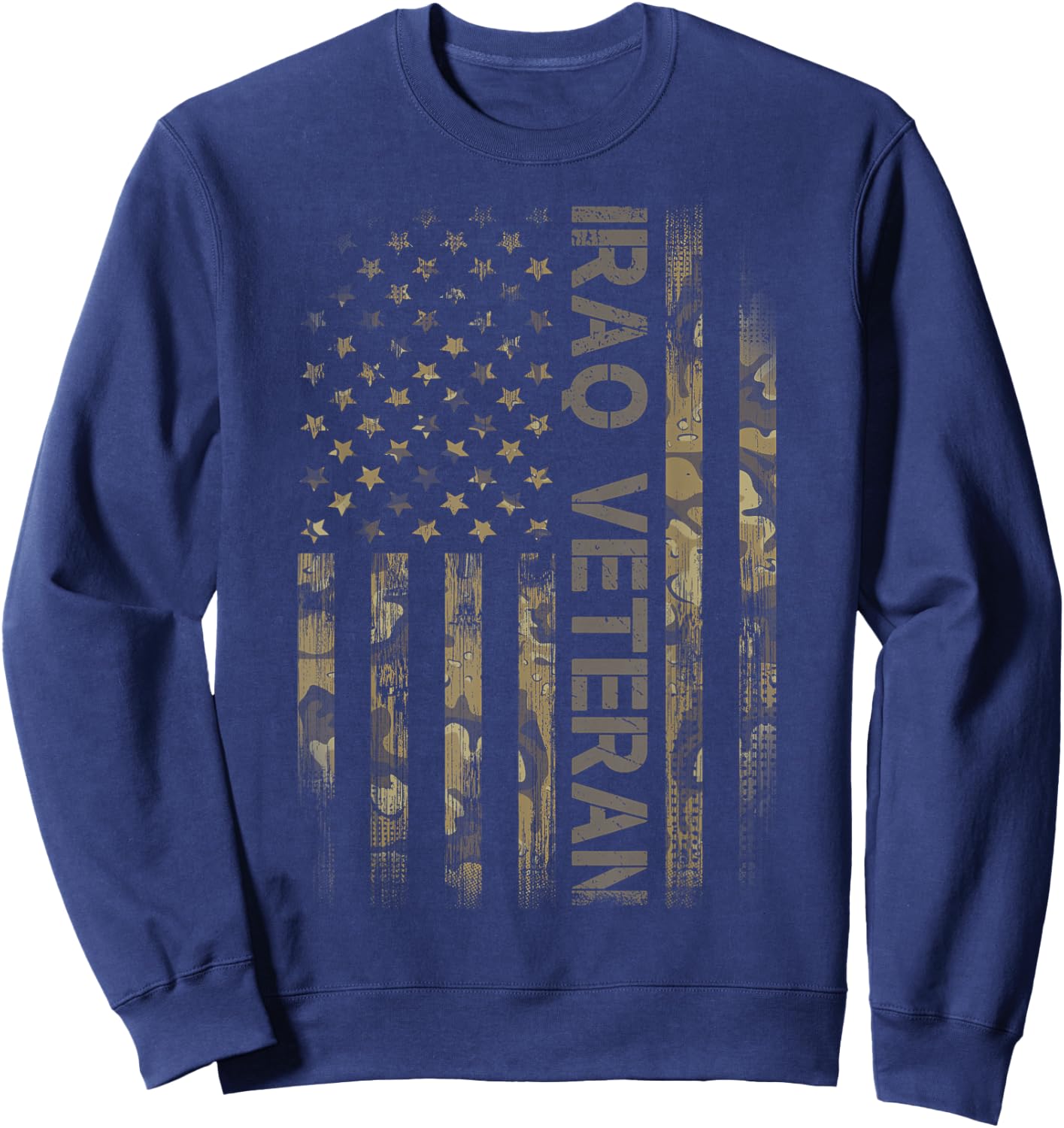 Vintage America Camo Flag Iraq Veteran Camouflage Sweatshirt - Sweatshirt | Navy