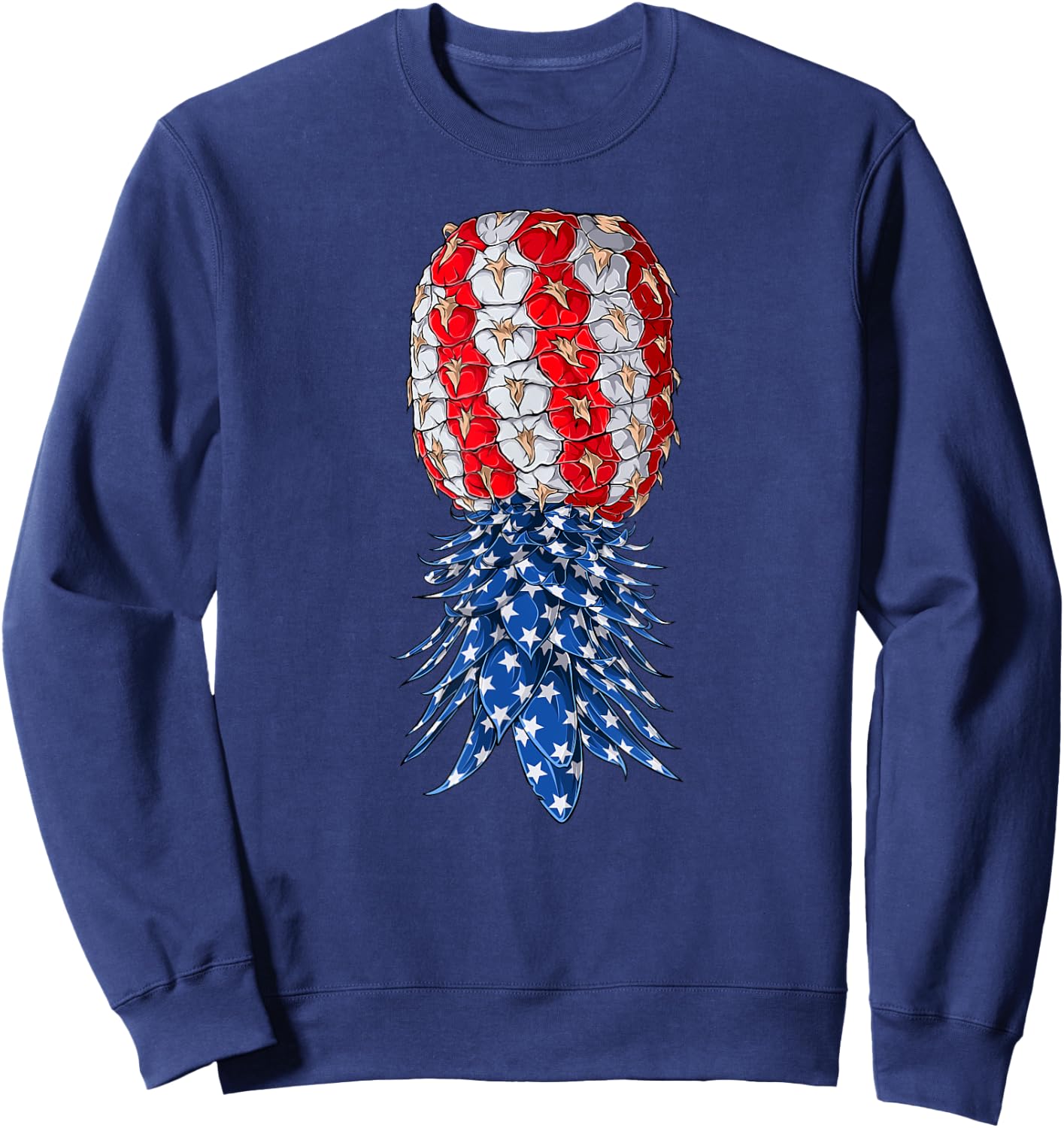 July Patriotic Red White Blue Upside Down Pineapple Swinger Women Men Sweatshirt - Sweatshirt | Navy