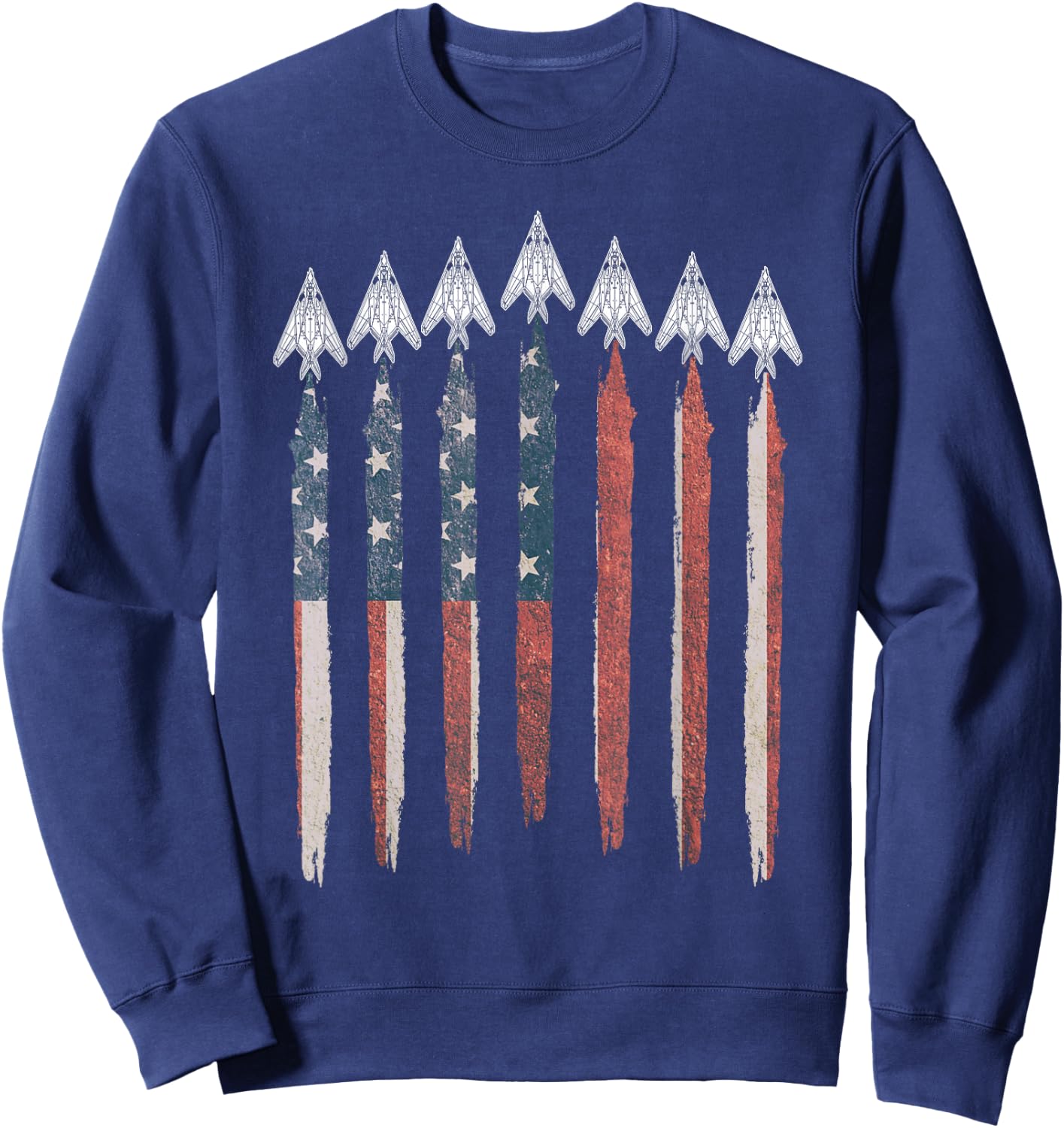 F117 Stealth Fighter Airplane USA Flag Nighthawk 4th Of July Sweatshirt - Sweatshirt | Navy