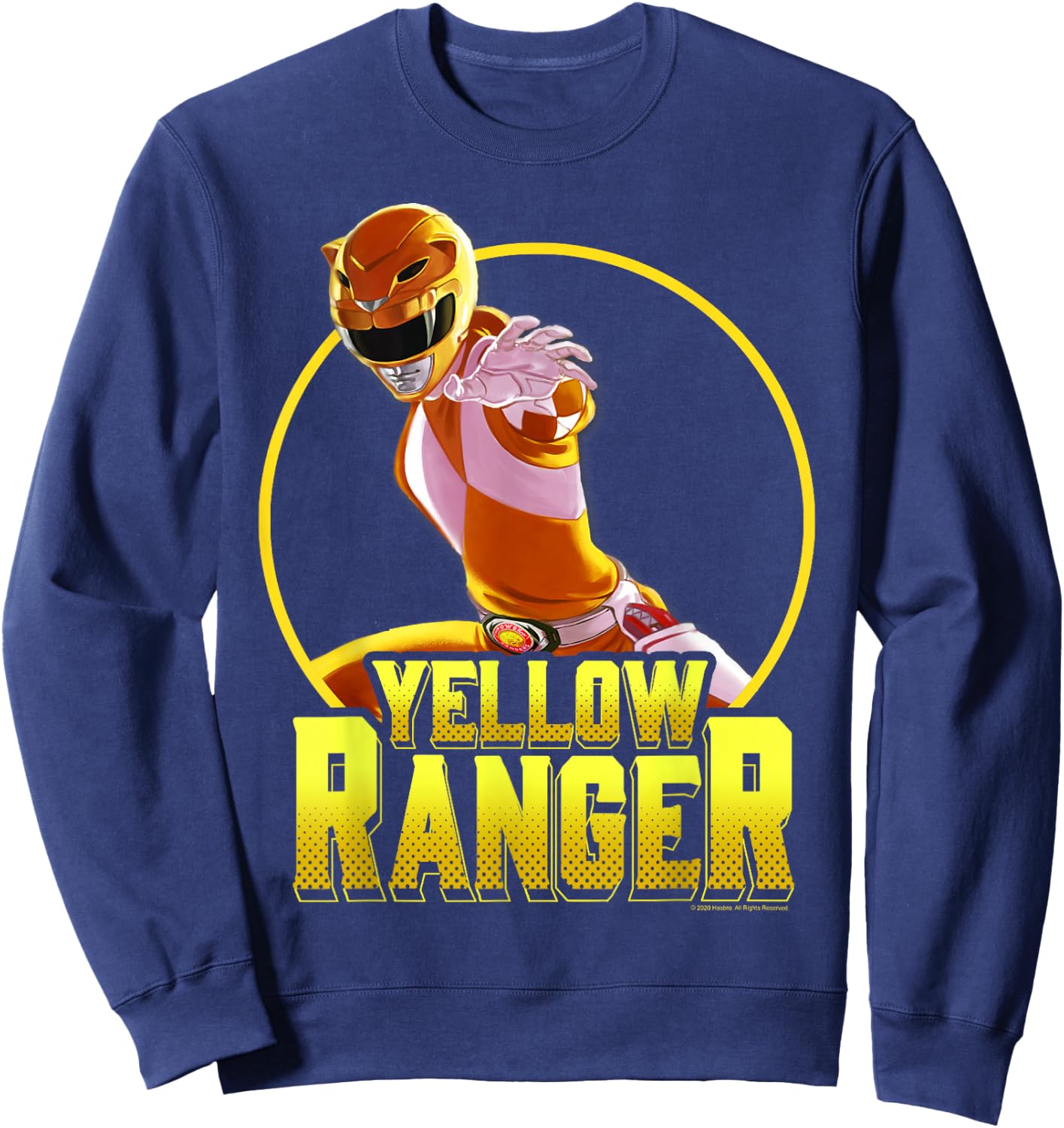 Power Rangers Yellow Ranger Karate Action Circle Portrait Sweatshirt - Sweatshirt | Navy
