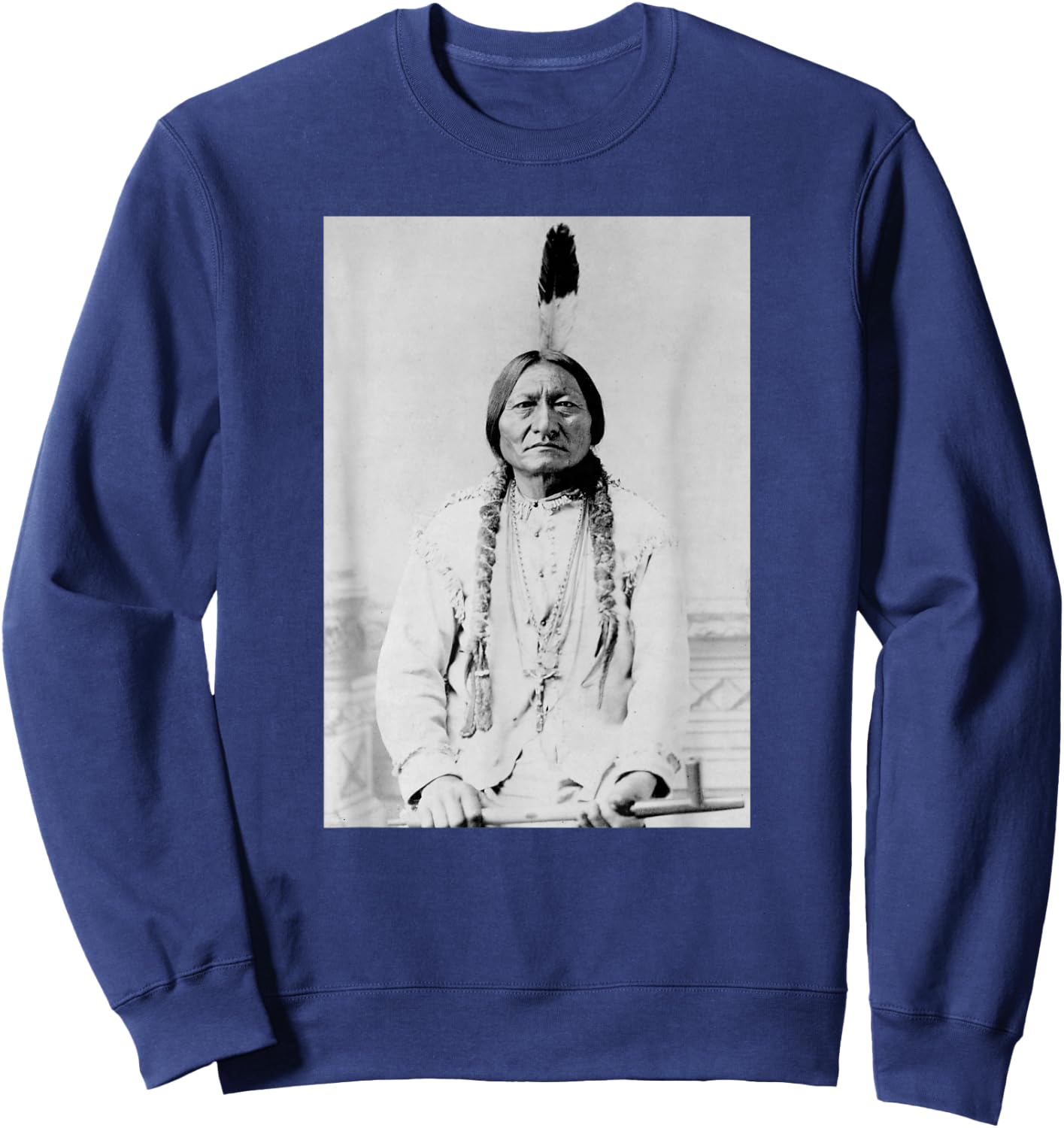 Sitting Bull Native American Chief Photo Lakota Sioux Sweatshirt - Sweatshirt | Navy