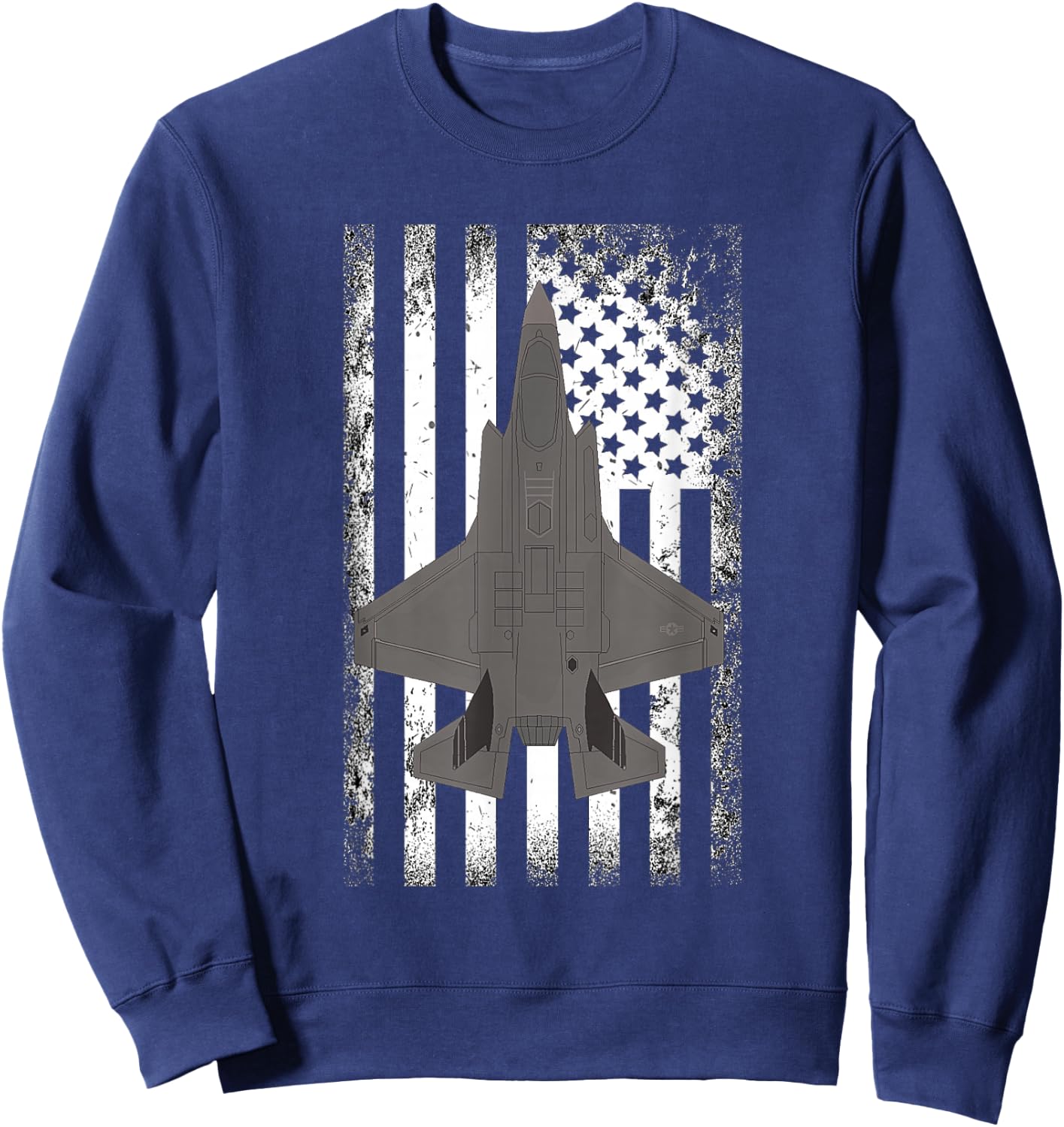 F-35 Lightning American Flag Military Airplane Sweatshirt - Sweatshirt | Navy