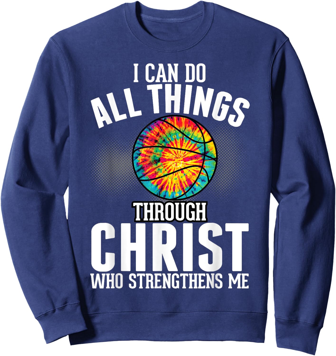 Christian Basketball Fun Men Boys Kids Religious Bible Verse Sweatshirt - Sweatshirt | Navy