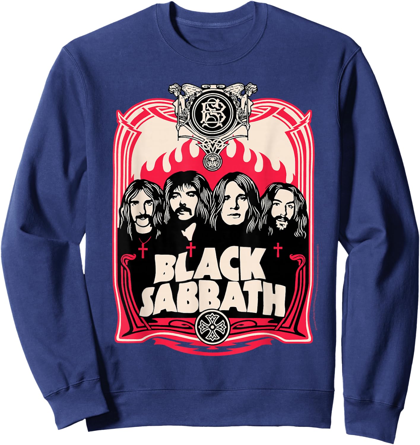 Black Sabbath Official Red Flames Sweatshirt - Sweatshirt | Navy