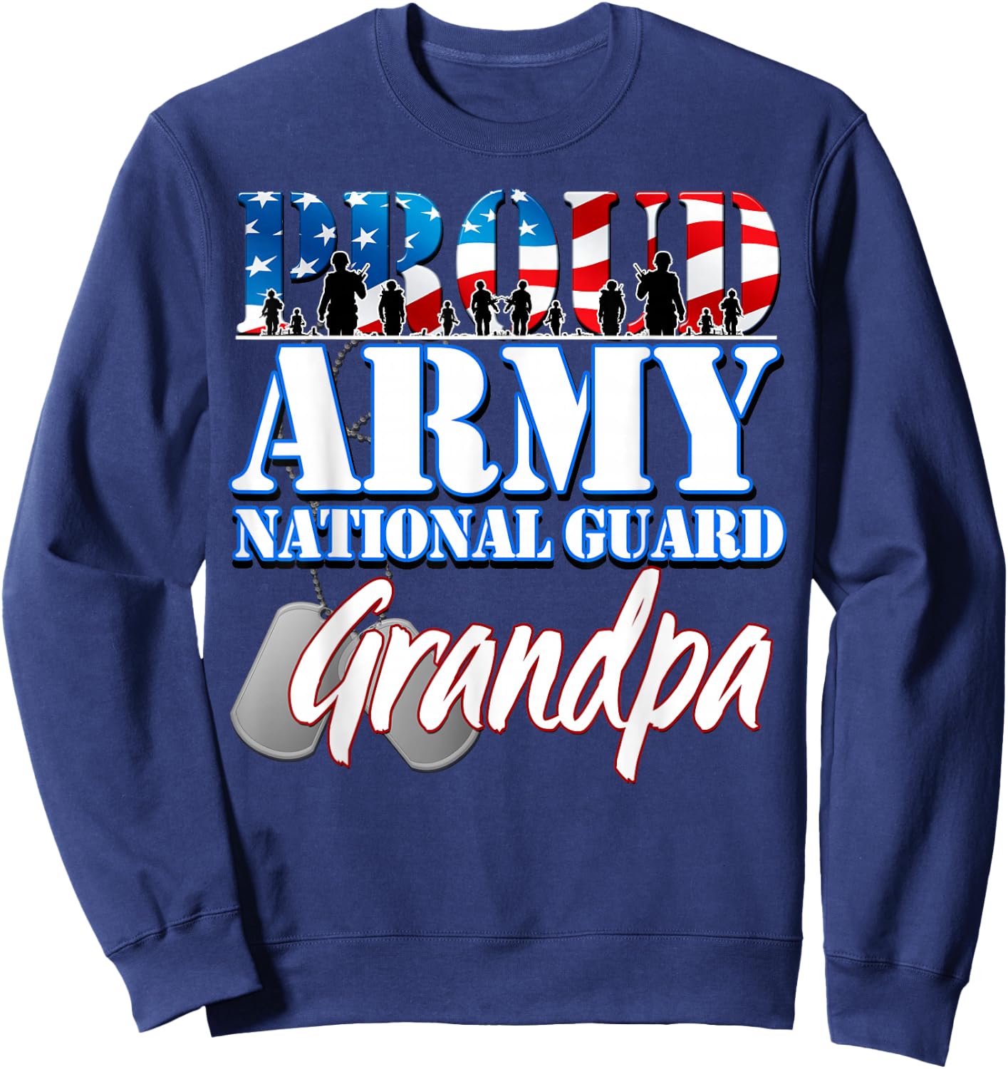 Proud Army National Guard Grandpa Grandparents Day Shirt Men Sweatshirt - Sweatshirt | Navy