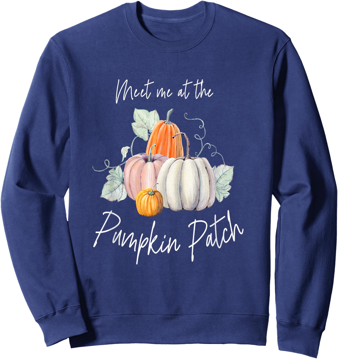 Botanical Cute Autumn Aesthetic Meet Me at The Pumpkin Patch Sweatshirt - Sweatshirt | Navy
