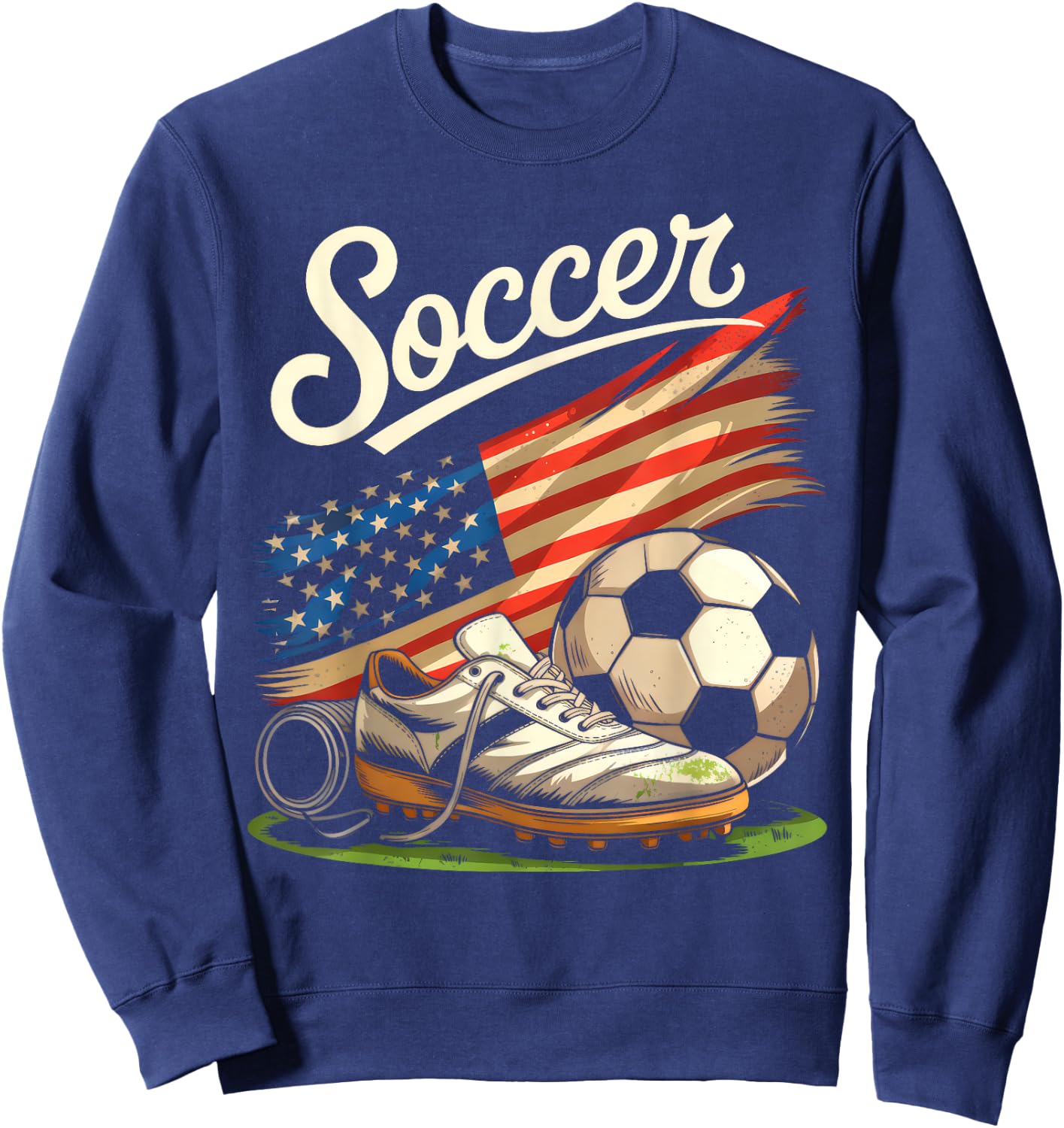 American Flag Soccer 4th Of July Soccer Lover Men Boys Kids Sweatshirt - Sweatshirt | Navy