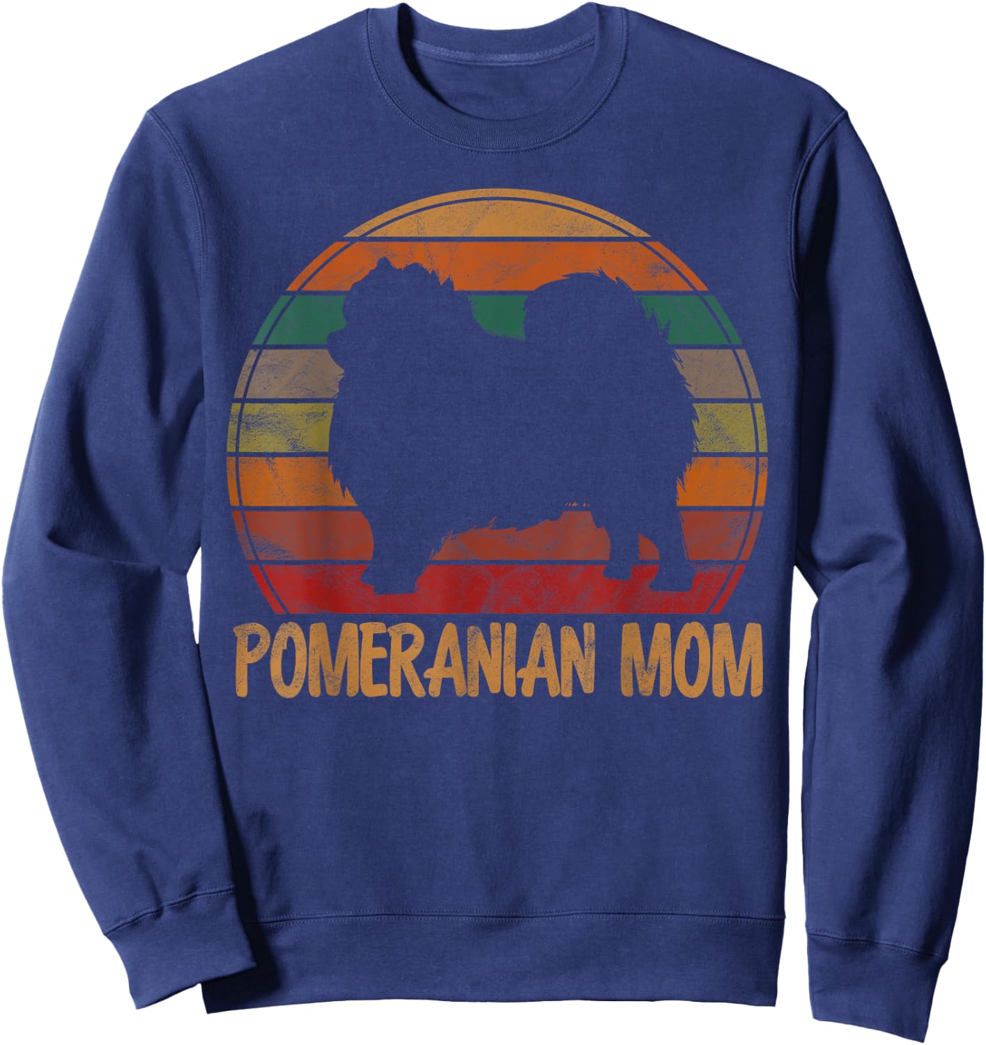 Retro Pomeranian Mom Pompom Dog Owner Mother Pet Mama Sweatshirt - Sweatshirt | Navy