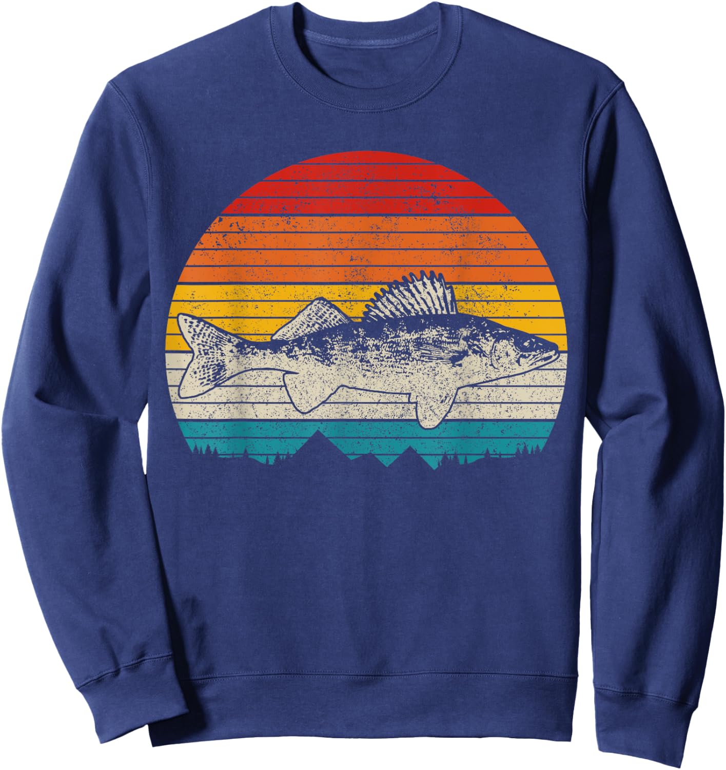 Walleye Vintage Fishing Men Zander Fish Sweatshirt - Sweatshirt | Navy