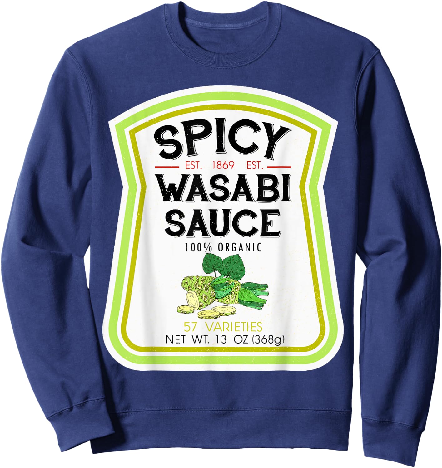Wasabi Sauce Bottle Label Halloween 2021 Couples Costume Sweatshirt - Sweatshirt | Navy