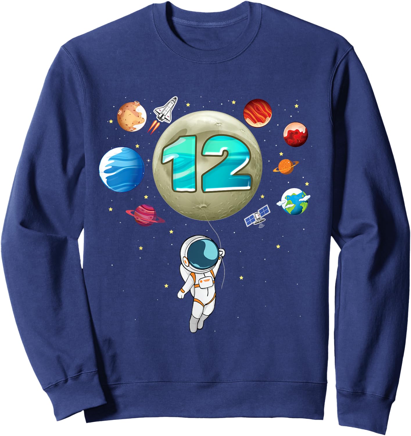 12th Birthday Space Lover Astronaut 12 Years Old Bday Sweatshirt - Sweatshirt | Navy