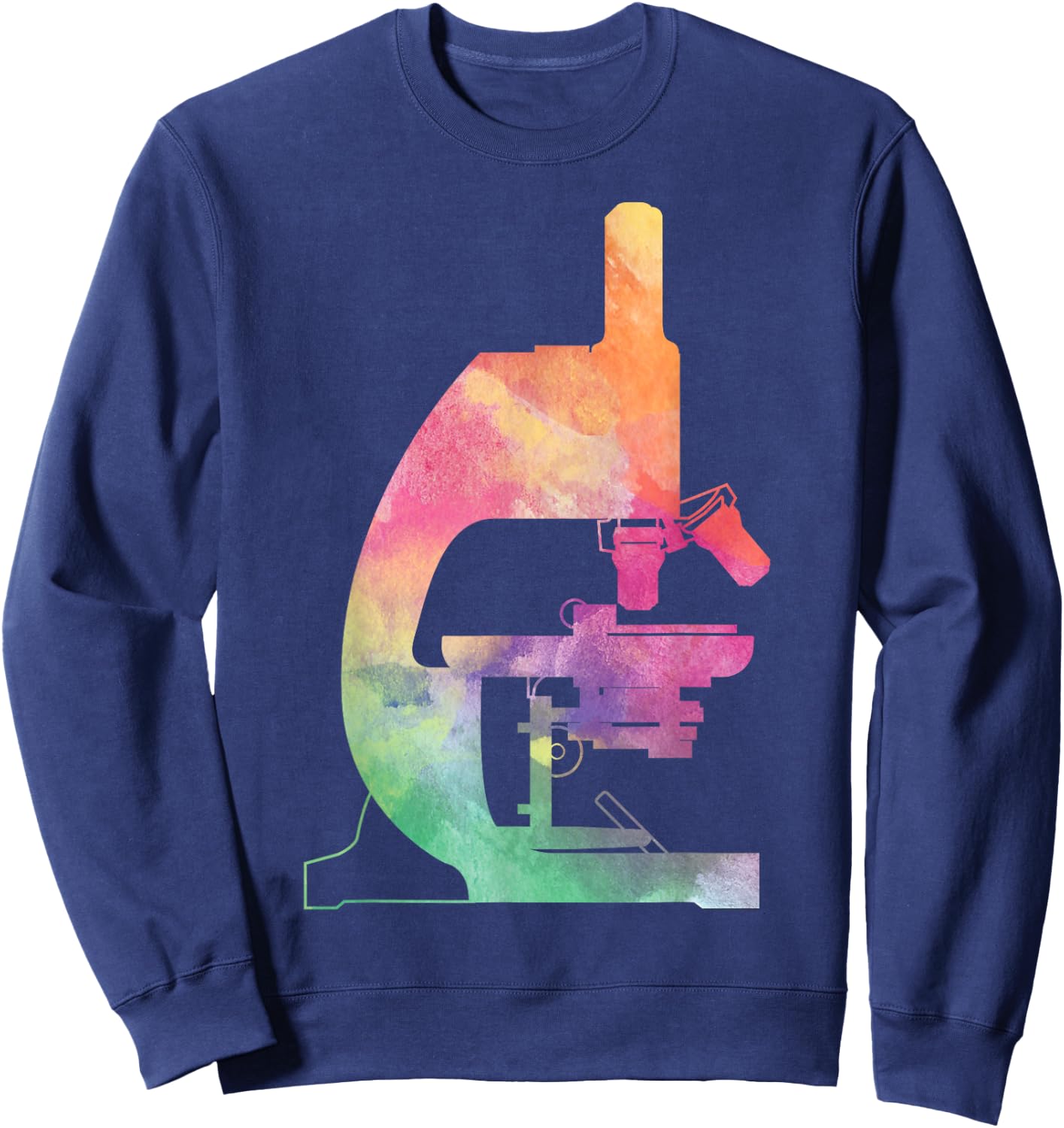 Microscope Watercolor Scientist Lab Tech Beautiful Graphic Women Sweatshirt - Sweatshirt | Navy