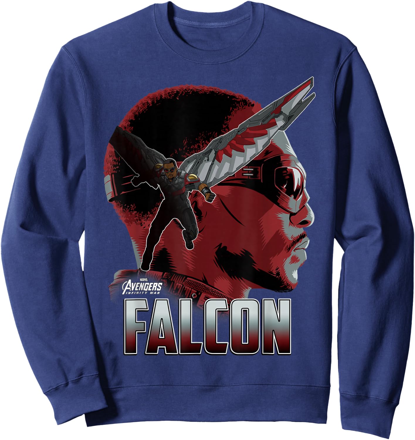 Marvel Infinity War Falcon Big Head Profile Graphic Sweatshirt - Sweatshirt | Navy