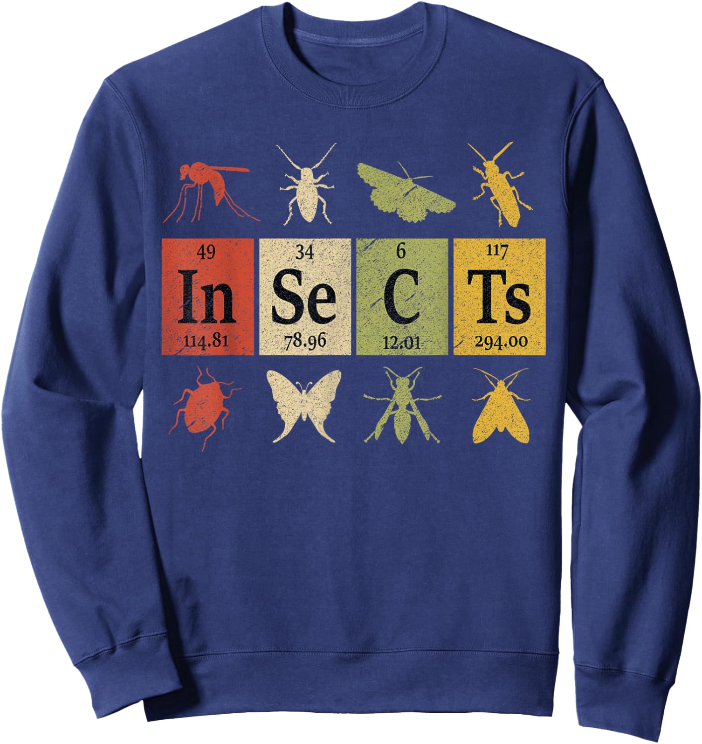 Insects Periodic Table Elements Entomologist Retro Bugs Sweatshirt - Sweatshirt | Navy