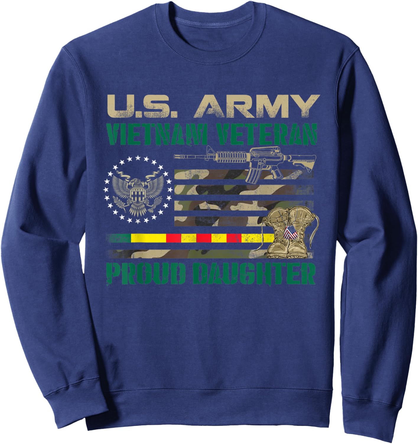 Proud Daughter Of A US Army Vietnam Veteran, Veterans Day Sweatshirt - Sweatshirt | Navy