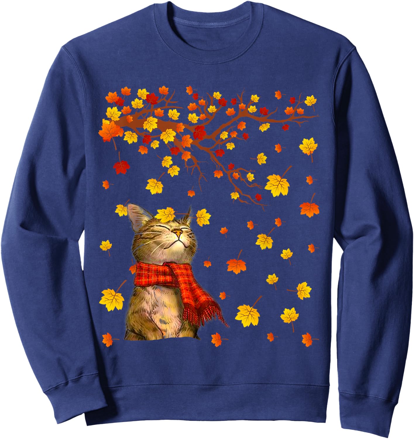 Cute Cat Kitty Kitten Paw Lover Autumn Fall Season present Sweatshirt - Sweatshirt | Navy