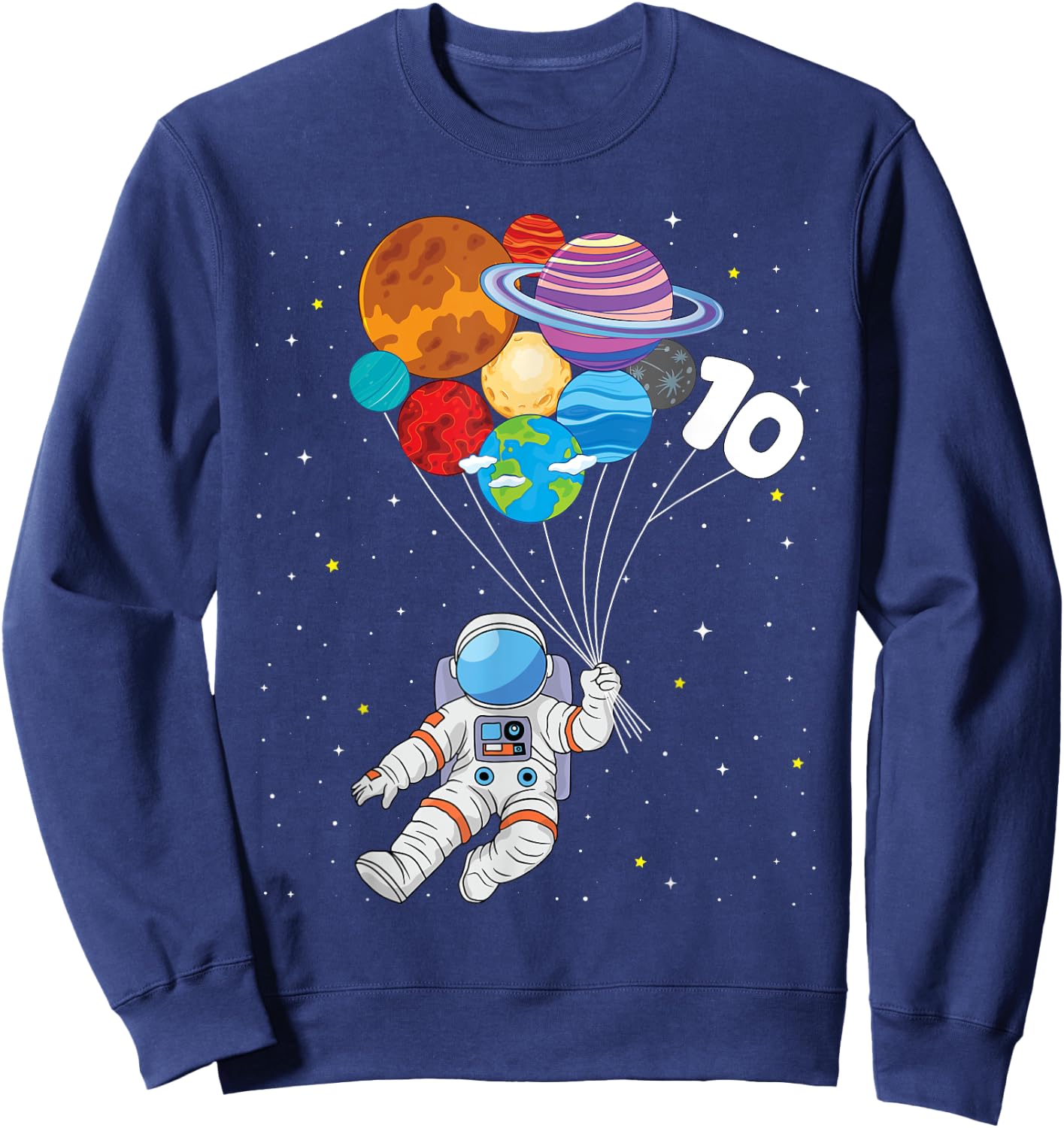 10th Birthday Astronaut Space 10 Year Old Birthday Boys Kids Sweatshirt - Sweatshirt | Navy
