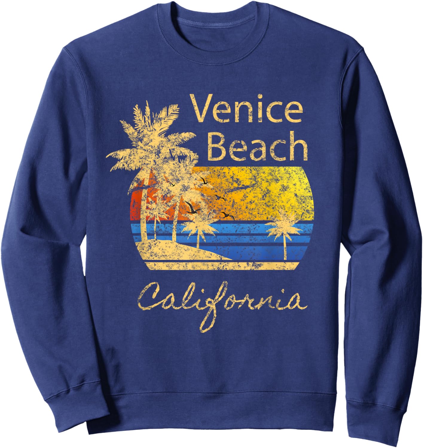 Original Venice Beach CA Sunset Distressed Novelty Art Women Kids Sweatshirt - Sweatshirt | Navy