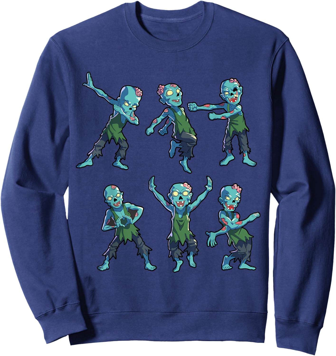 Dancing Zombie Halloween Kids Boys Girls Dabbing Zombie Small Sweatshirt - Sweatshirt | Navy