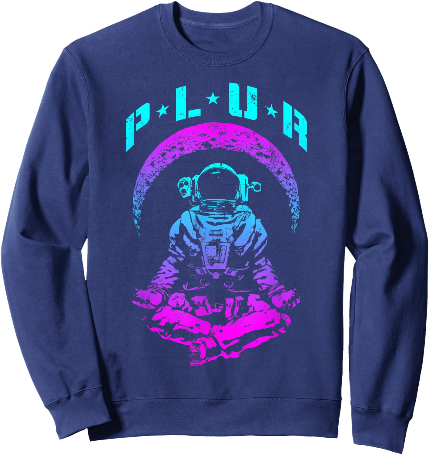 PLUR Peace Love Unity Respect Techno Rave EDM Astronaut Sweatshirt - Sweatshirt | Navy