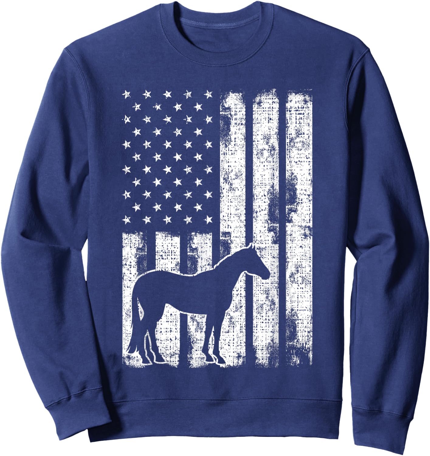 Freedom Horse Patriotic Horse American Flag Horseback Riding Sweatshirt - Sweatshirt | Navy