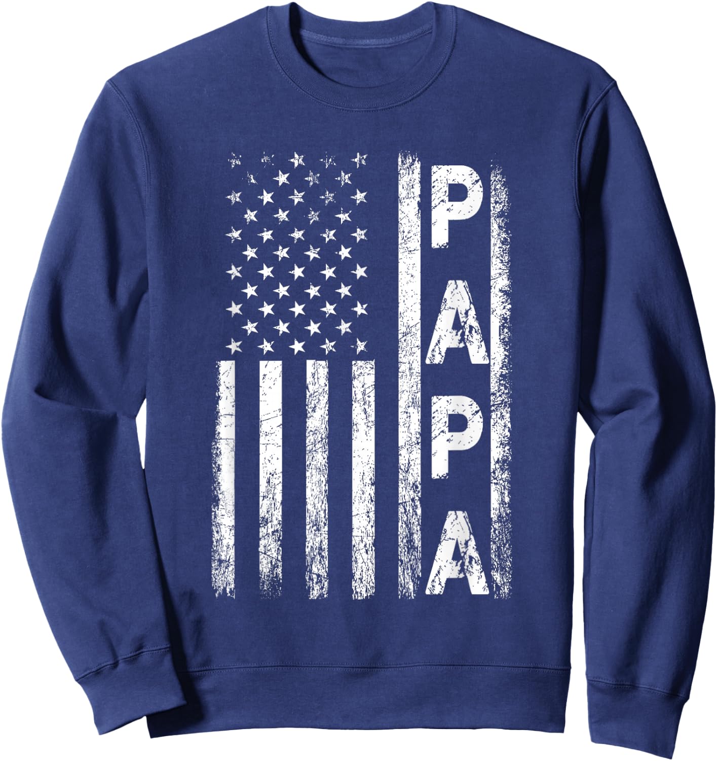 Papa Vintage American Flag Father's Day 4th of July Grandpa Sweatshirt - Sweatshirt | Navy