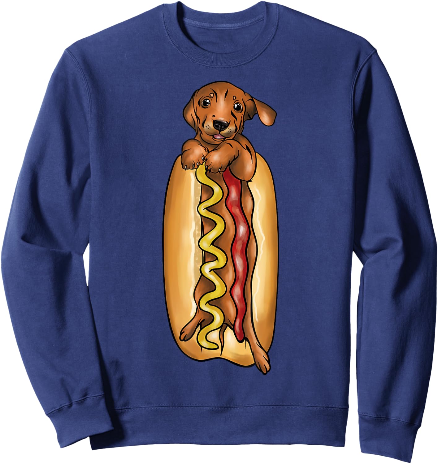 Dachshund Hot Dog Funny Graphic Shirts for Kids Sweatshirt - Sweatshirt | Navy