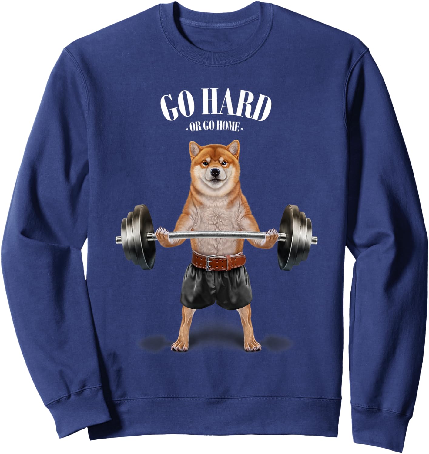 Shiba Inu Dog Weightlifting in Fitness Gym Sweatshirt - Sweatshirt | Navy