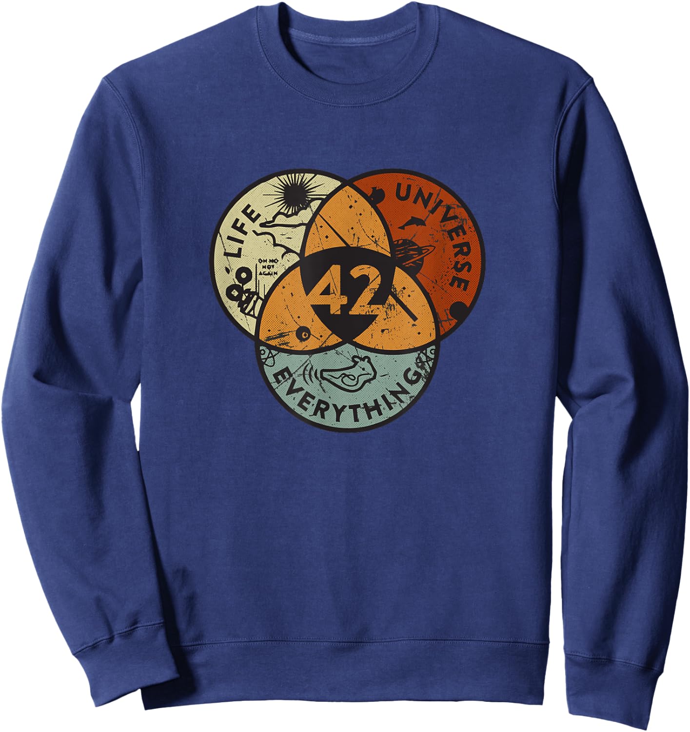 Venn Diagram Life The Universe And Everything - 42 Life Sweatshirt - Sweatshirt | Navy
