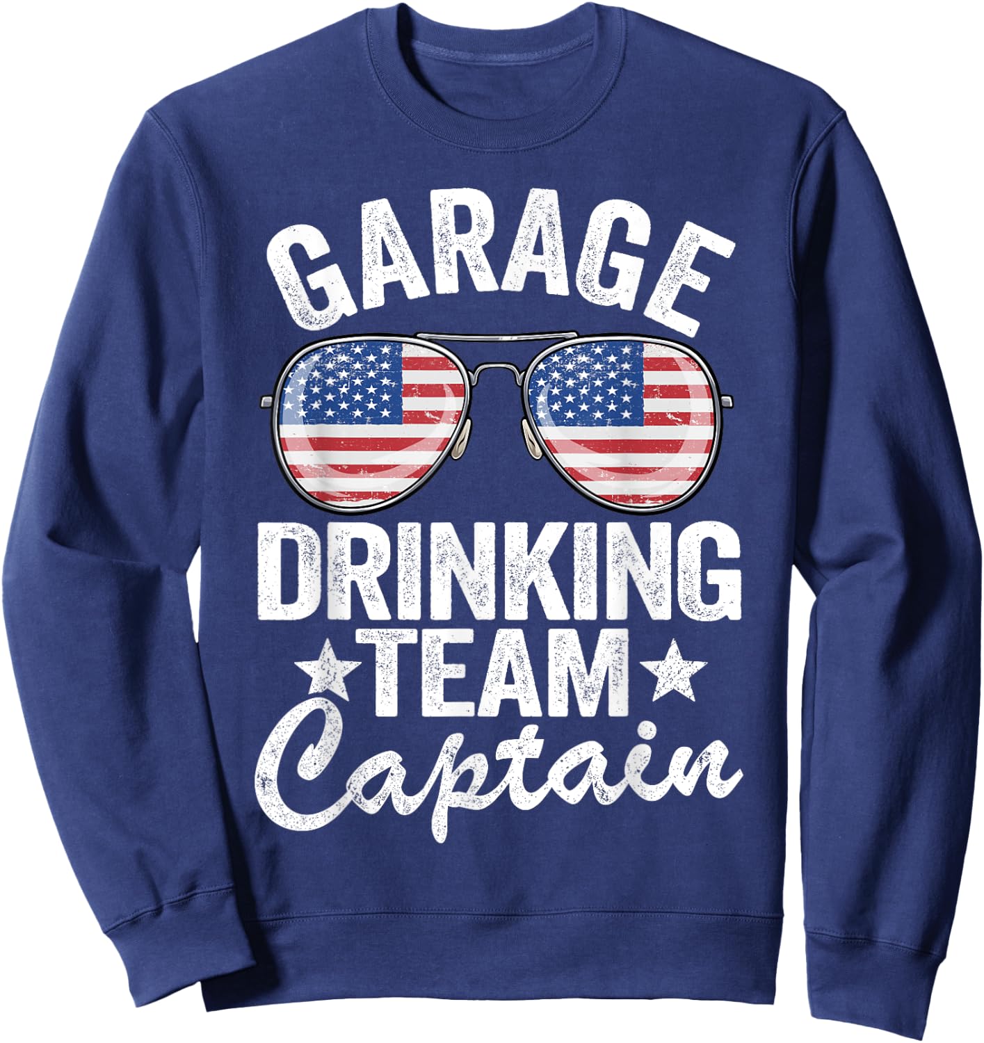 4th Of July Beer American Flag Garage Drinking Team Captain Men Sweatshirt - Sweatshirt | Navy