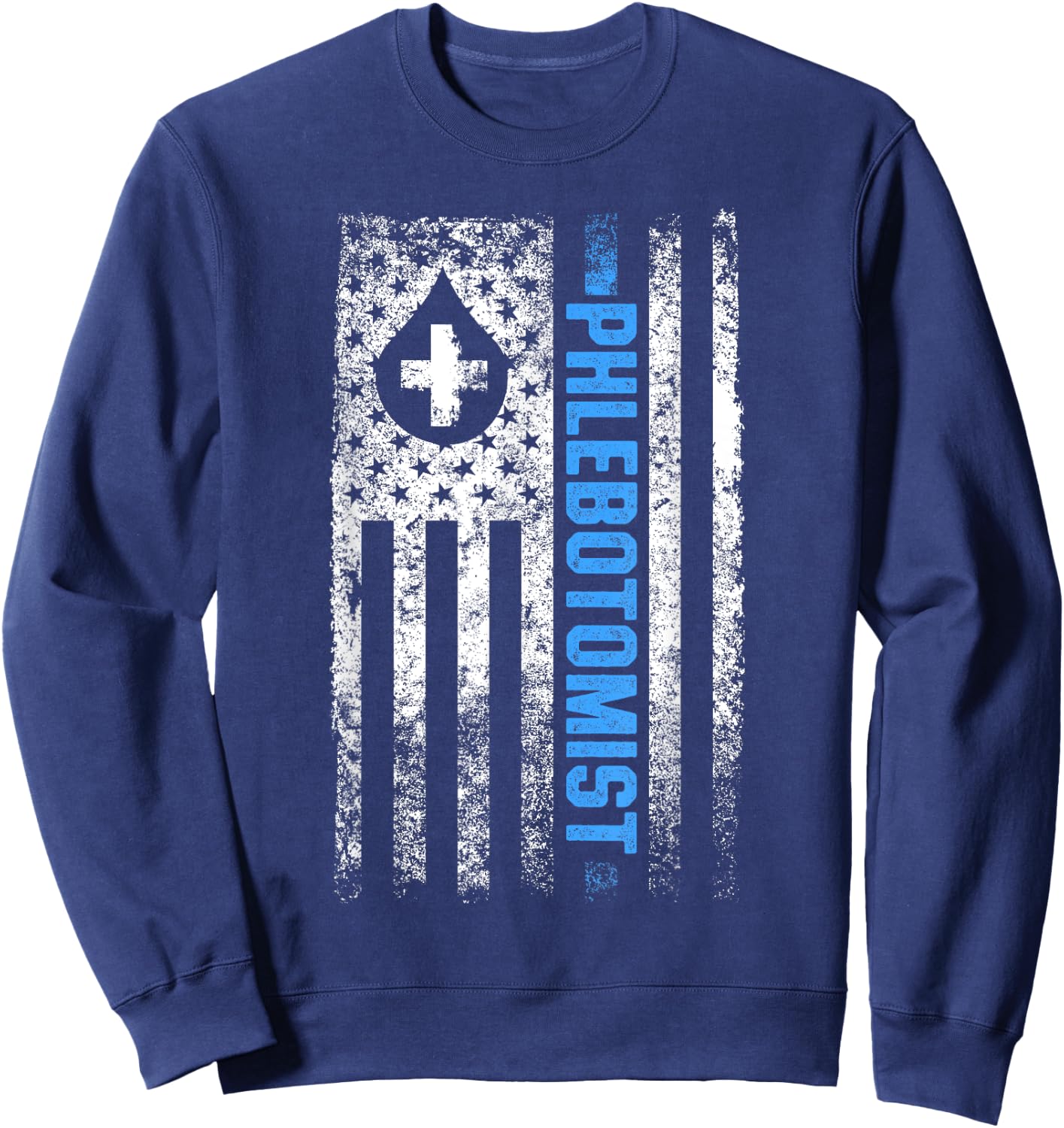 Phlebolyse Krankenschwester Analyse Vene Geschenk US Flag Phlebotomy Phlebotomic Blood Doctor Sweatshirt - Sweatshirt | Navy
