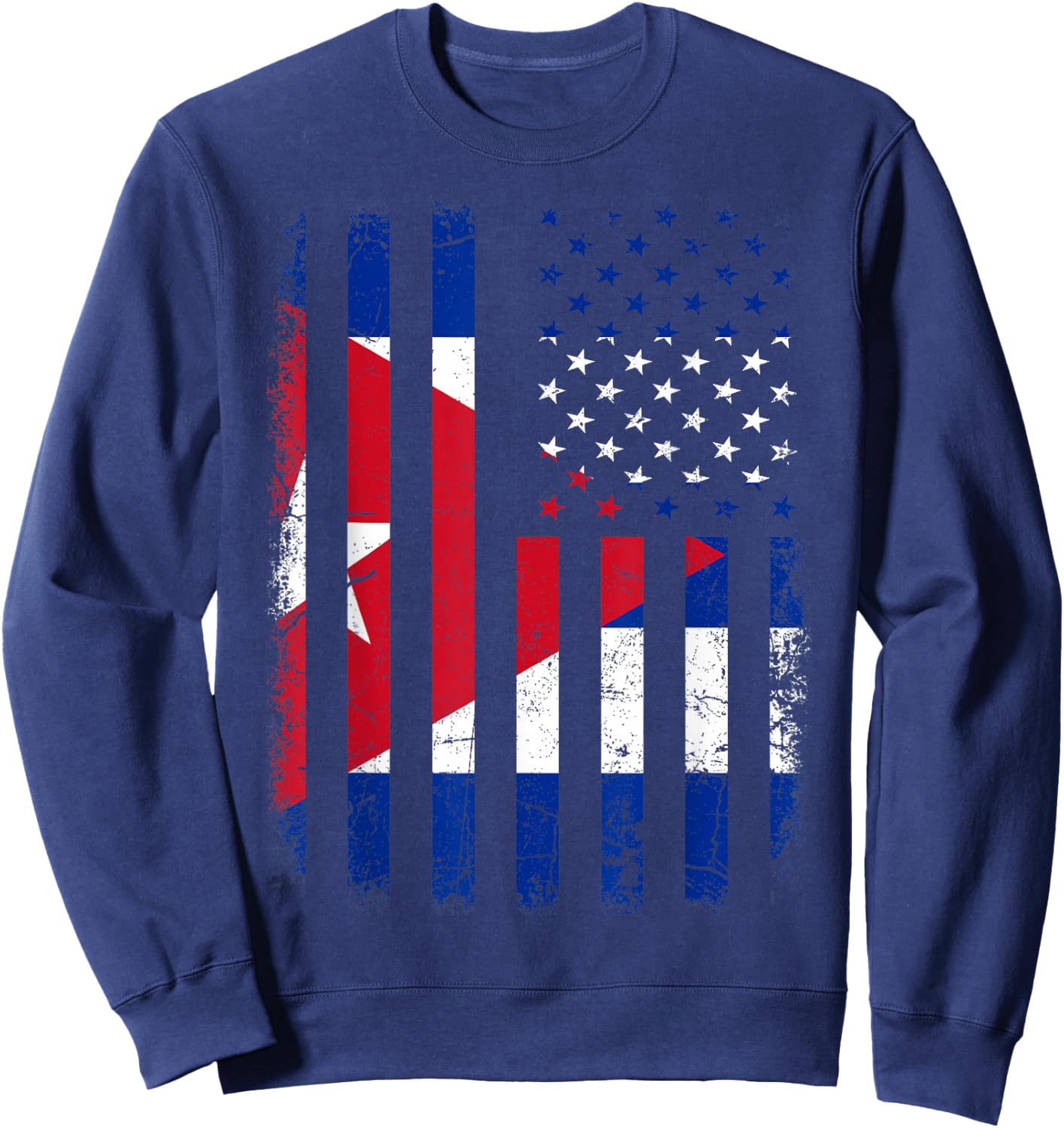 Cuban American Flag Cuban Roots Cuba America Sweatshirt - Sweatshirt | Navy