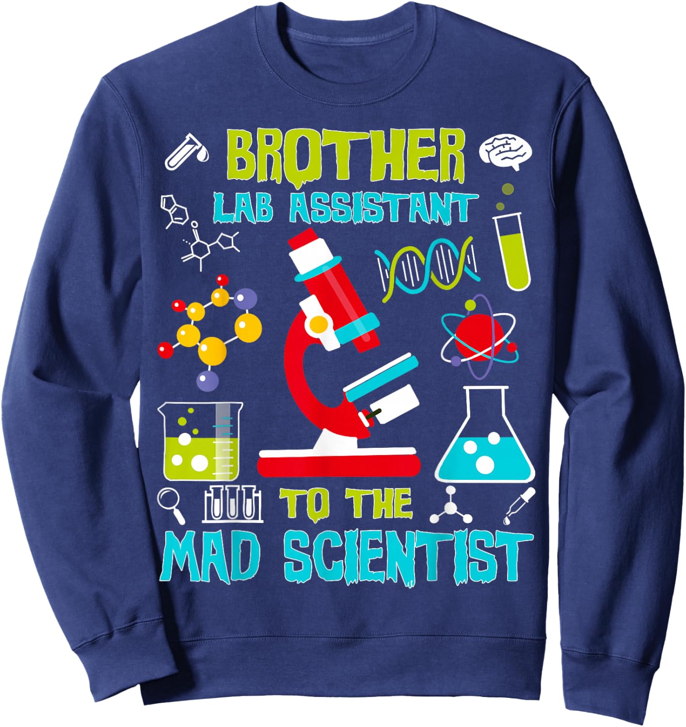 Brother Lab Assistant Mad Scientist Party Birthday Sweatshirt - Sweatshirt | Navy