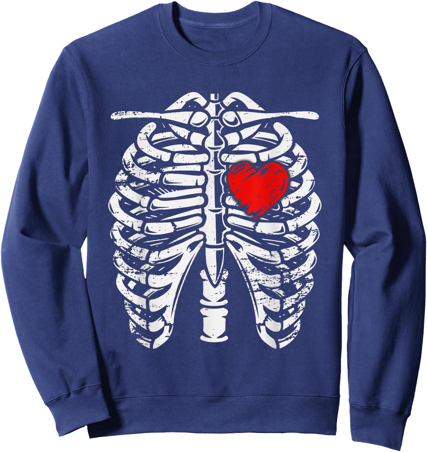 Rib Cage - Heart - Skeleton - Anatomy - X-Ray - Halloween Sweatshirt - Sweatshirt | Navy