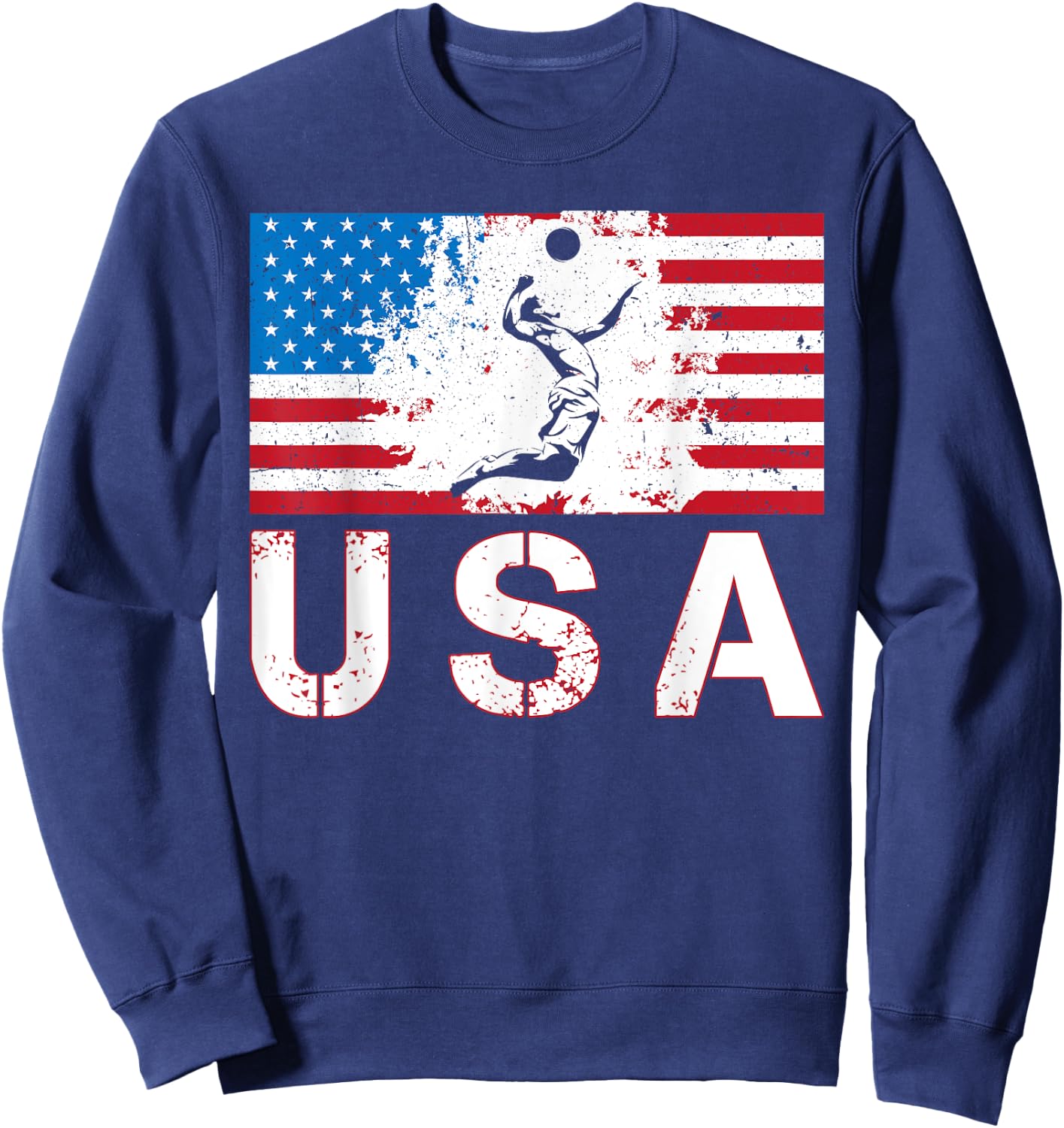 Volleyball USA team American flag US Volleyball men women Sweatshirt - Sweatshirt | Navy