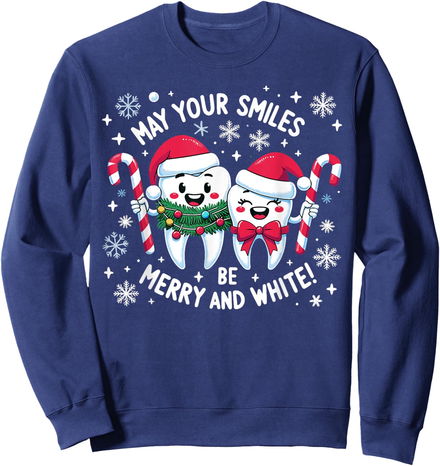 Merry and White Dental Christmas - Festive Dental Squad Xmas Sweatshirt - Sweatshirt | Navy