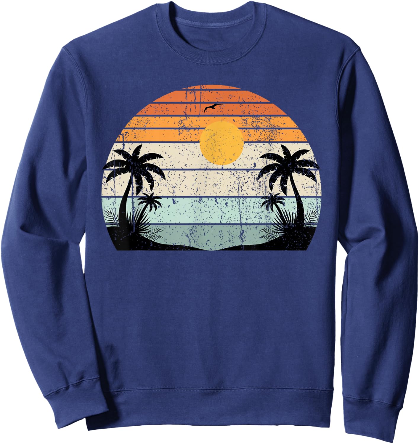 Sunshine Summer Vibes Palm Trees Beach Retro Tropical Summer Sweatshirt - Sweatshirt | Navy