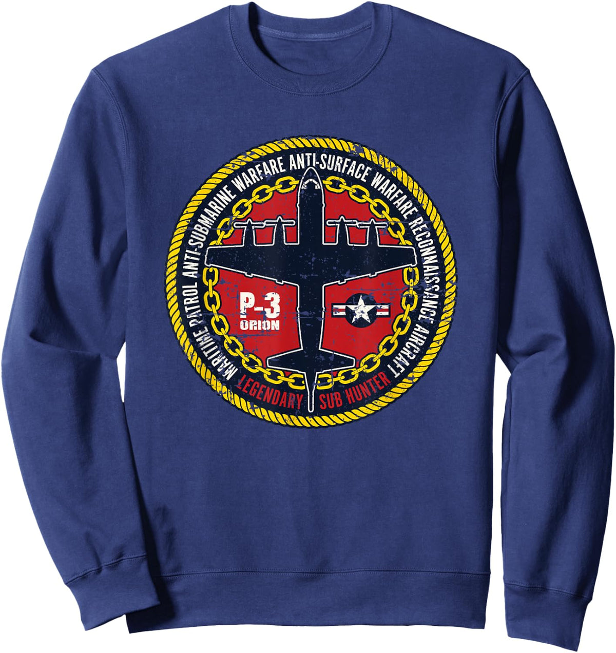 P-3 Orion Anti-Submarine Maritime Patrol Aircraft Distressed Sweatshirt - Sweatshirt | Navy