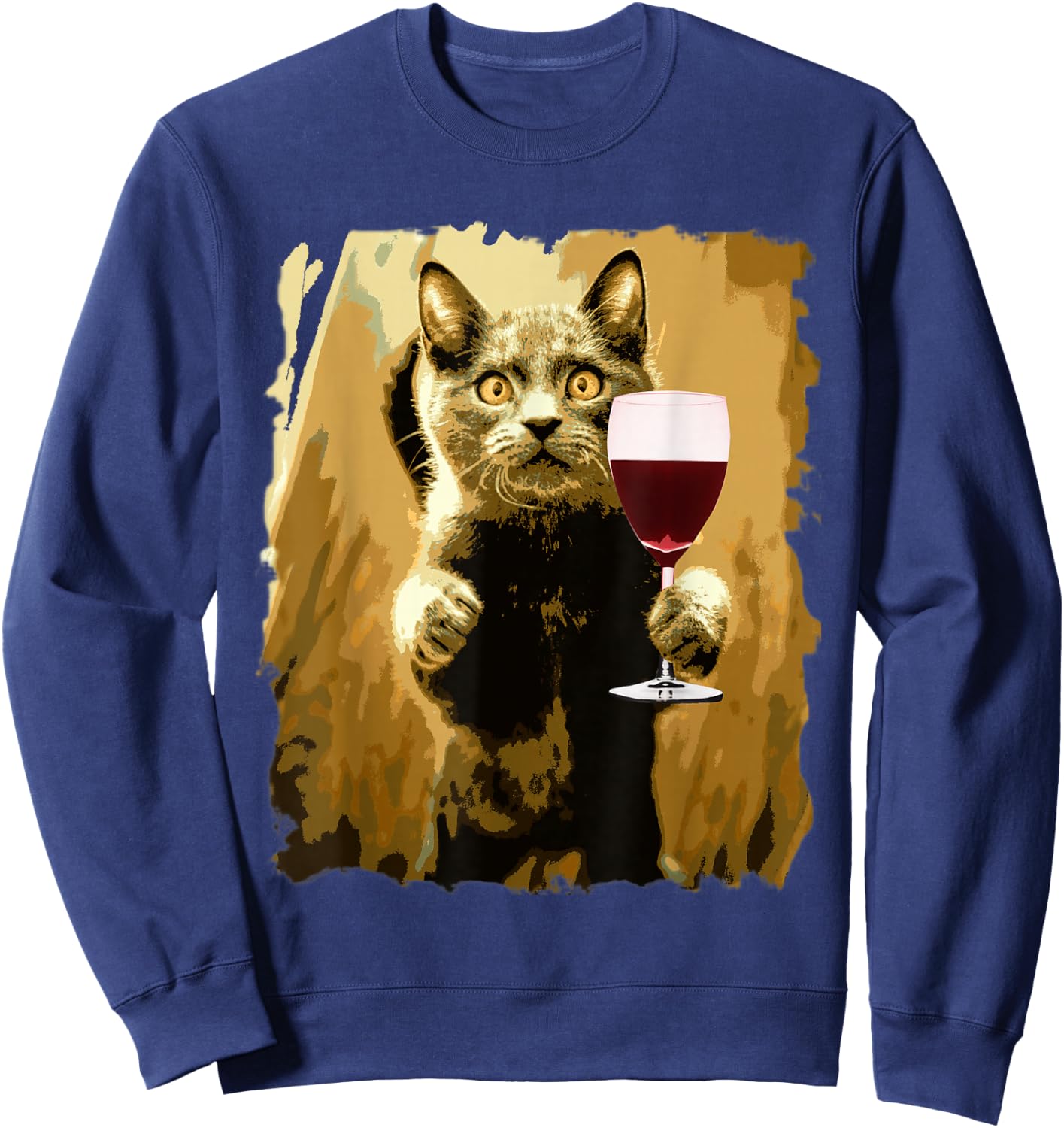 Wine Tasting Funny Cat Sweet Drinking Wine Lover Sweatshirt - Sweatshirt | Navy