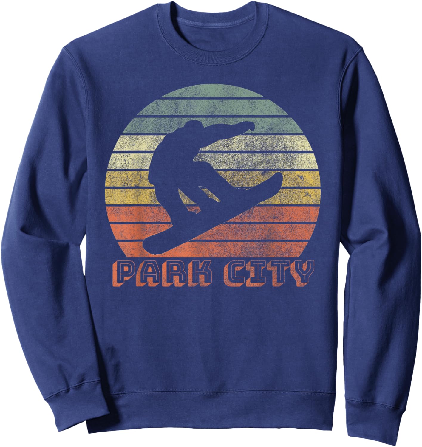 Park City Utah Snowboarding Retro Sunset Vintage Sweatshirt - Sweatshirt | Navy